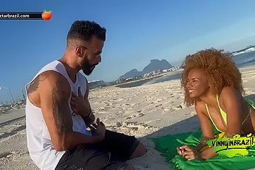 Naughty Brunette Seduced By Porn Actor On Deserted Beach! - free porn video