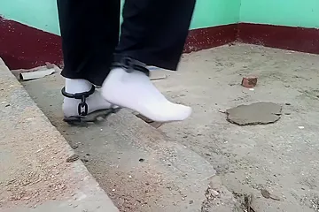 Wearing White Socks Cuffed Walk In Ruins 1 (edited) - free porn video