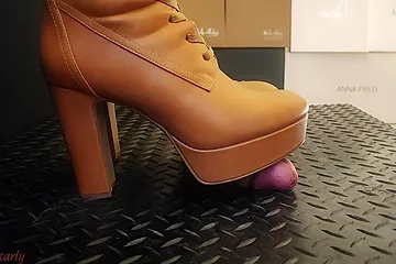 Cbt And Cock Crush Trample In Brown Knee High Boots With Tamystarly - Ballbusting Bootjob Shoejob - free porn video