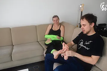 Cute Lady Gets Her Mature Feet Sniffed And Massaged On The Sofa (czech - free porn video
