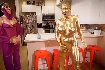 Milf Busty Gold Body Paint With - free porn video