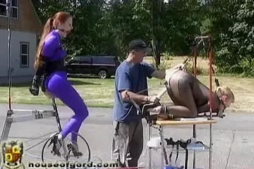 Bicycle Powered Machine Fucking In Bondage - free porn video