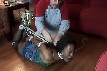 Black Woman Pantyhose Ballgagged Neck - free porn video