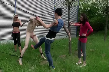 Merciless Outdoors Ballbusting - free porn video