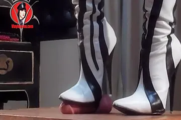 Domme Boots Trample Cock Of Naked Male Slave - free porn video
