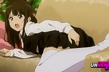 She rubs her tits, licks them, squirts, and cums inside her. - free porn video