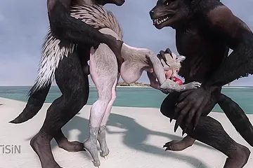 Curvy Wolf Girl And Breeding Season On The Beach 1 - free porn video