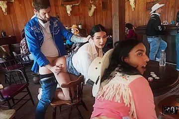 Audrey Black, Bailey Blaze And Claire Black - Western Bar Night Foursome Chaos - free porn video