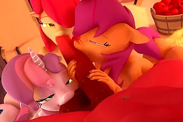 Scootaloo And Girlfriends Do Threesome Blowjob, Porn Cartoon - free porn video