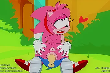 Innocent Cartoon Sweetie Riding Sonic The Hedgehog Outside - free porn video