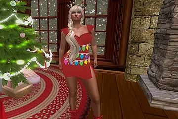 Red Christmas Light Dress - free porn video