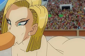 Public Blowjob At The Stadium From The Blonde Android 18 From The Cartoon Dragon B - free porn video