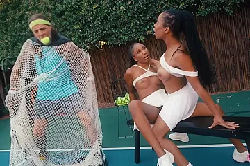 Tennis Lesson Turns Into A Sweaty Love Match With Kira Noir, Olivia Jayy And Kira Doll - free porn video