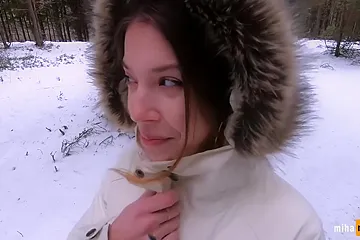 Flirtatious Mihanika69s Winter Outdoor Clip - free porn video