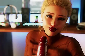 Insatiable big-tit milf in 3d animation blows guy gaming hard forcing him to cum in her mouth - free porn video