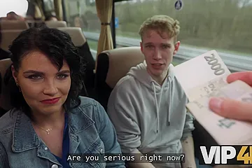 Pretty Big Titted Lady Is Fucking In The Bus - free porn video