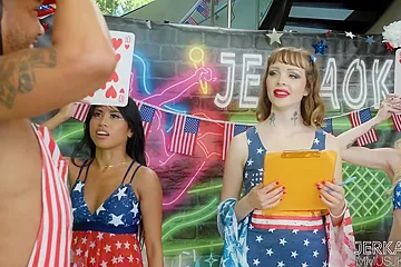 Happy 4th Of July Aliya Brynn Kate Bloom And Ember Snow - free porn video